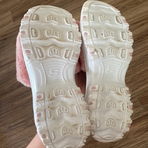 Skechers womens D'lites - Double Date chunky platform fuzzy faux fur pink Sz 11 - Picture 5 of 6